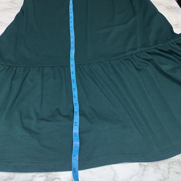 HAEOF Long Sleeve Green Stretchy Midi Women Asymmetrical A Line Dress Size M - Picture 10 of 11